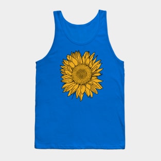 Yellow Sunflower Line Drawing Tank Top